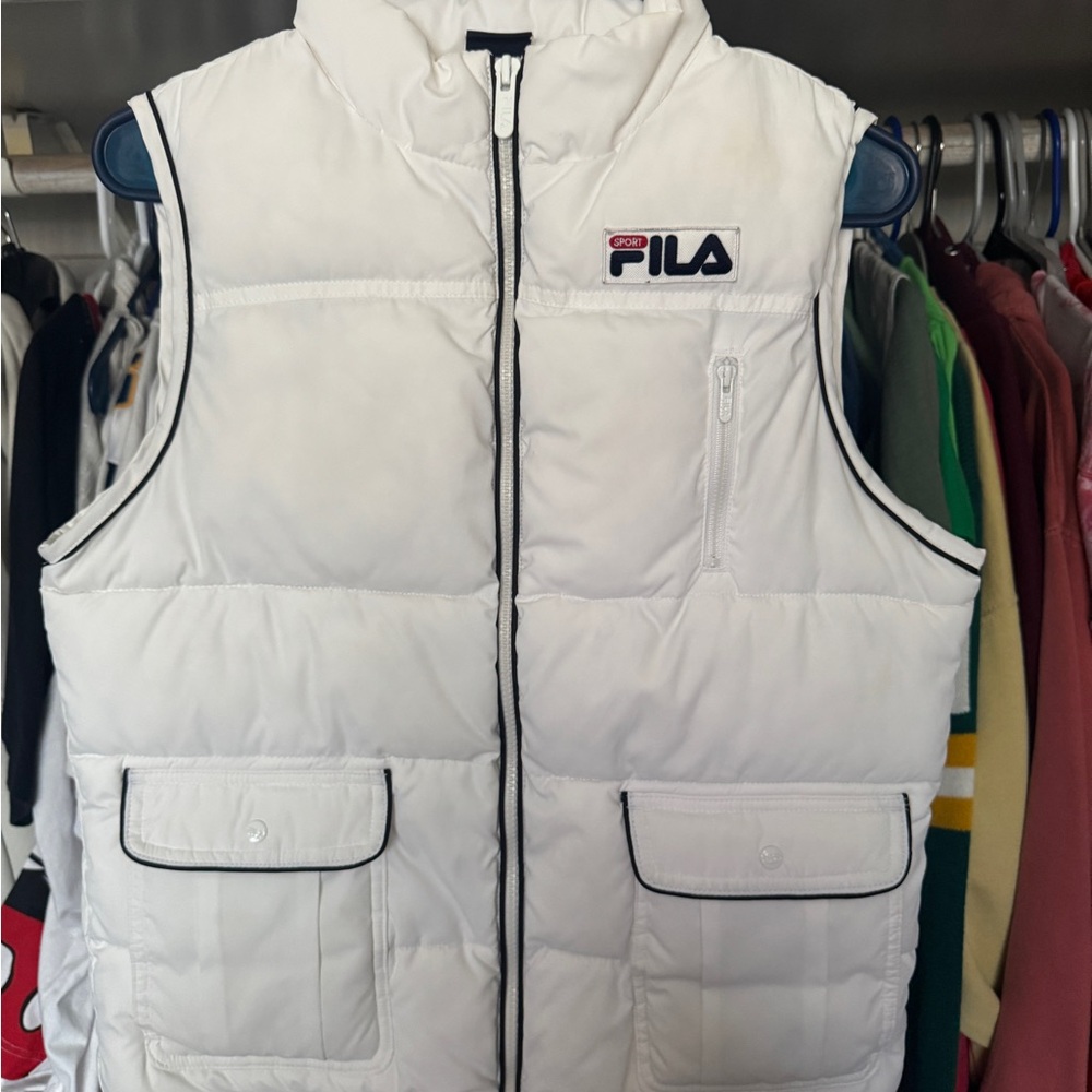 Fila White Quilted Puffer Vest